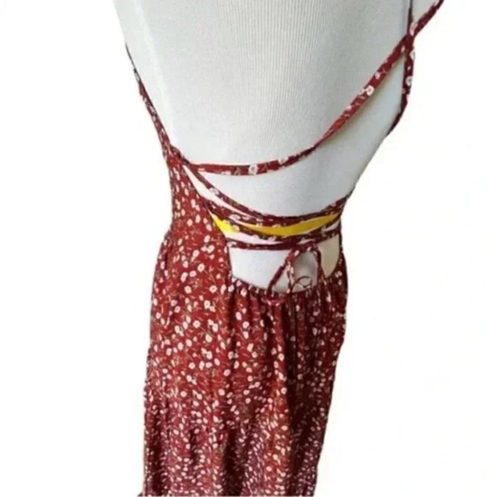 🆕 bellanblue Floral BOHO Lace Up Back Maxi Dress size M - Picture 6 of 6